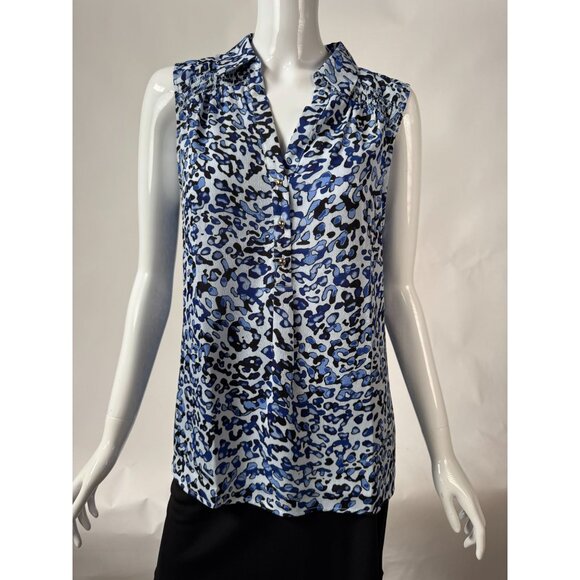 Dana Buchman Sleeveless Blue Animal Print Blouse M - Picture 10 of 16